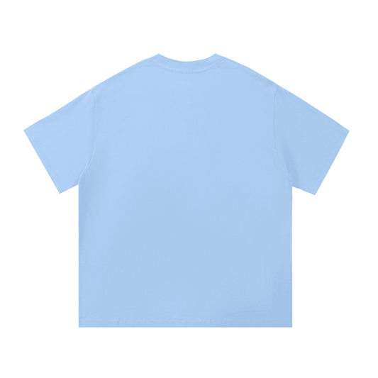 Light blue cotton T-shirt for daily wear, casual streetwear