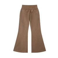 Back view of brown Vintage Washed Flared Fleece Pants showing faux back pockets and flared hem for a retro-inspired style.