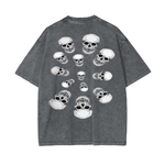 Oversized pirate black T-shirt with white skull graphic design for casual wear back view