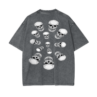 Oversized pirate black T-shirt with white skull graphic design for casual wear back view