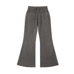 Vintage Washed Flared Fleece Pants in charcoal gray with drawstring waistband and side pockets. Stylish and comfortable for casual outfits.