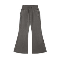 Vintage Washed Flared Fleece Pants in charcoal gray with drawstring waistband and side pockets. Stylish and comfortable for casual outfits.