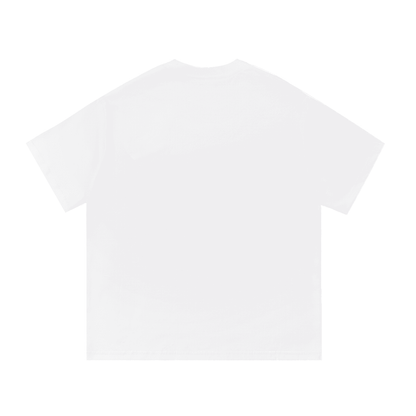 White cotton T-shirt with colorful retro gaming graphic