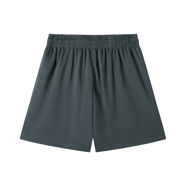 Back view of charcoal gray Chrome Cardinals Mesh Drawstring Shorts featuring breathable mesh fabric and elastic waistband for everyday comfort.