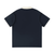 Back of the dark blue unisex polo shirt with contrast collar and embroidered F and cardinal logos
