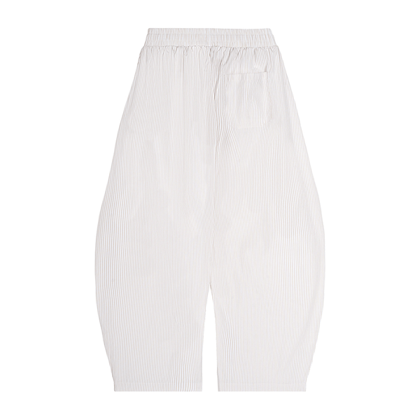 White pants with thin gray stripes on a white background