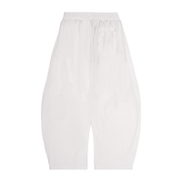 White pants with thin gray stripes on a white background