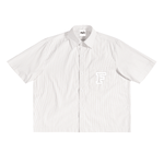 White short-sleeve shirt with a small logo on a white background