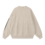 Back view of beige Snow Washed Oversized Sweatshirt showing relaxed unisex fit and clean, minimal design for casual wear.