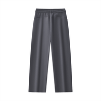 Back view of gray Essential Drawstring Straight-Leg Sweatpants showcasing a relaxed silhouette and elastic waistband.