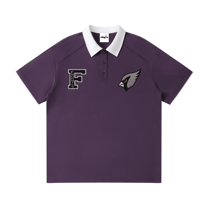 Unisex polo shirt with contrast collar and embroidered logos