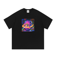 Black graphic cotton T-shirt for everyday use