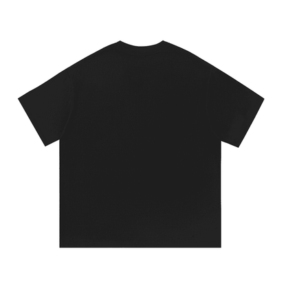 Black graphic cotton T-shirt for everyday use