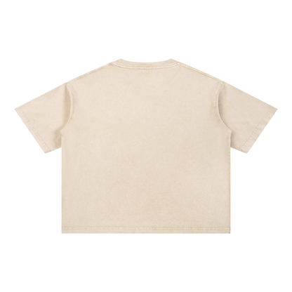 Back of beige Mineral Wash Boxy Cotton T-Shirt showing its boxy cut and soft cotton texture for relaxed wear.