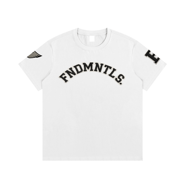 Embroidered Varsity Essential Cotton T-Shirt by Shop FNDMNTLS - Tshirts, Cotton Tshirt, DTG