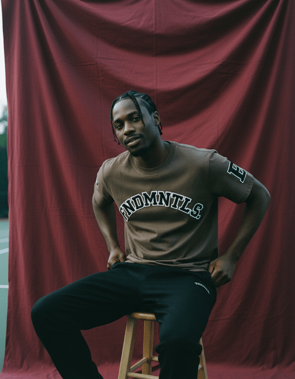 Embroidered Varsity Essential Cotton T-Shirt by Shop FNDMNTLS - Tshirts, Cotton Tshirt, DTG
