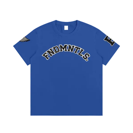 Embroidered Varsity Essential Cotton T-Shirt by Shop FNDMNTLS - Tshirts, Cotton Tshirt, DTG