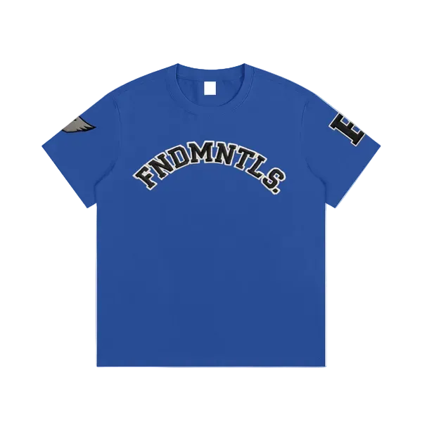 Embroidered Varsity Essential Cotton T-Shirt by Shop FNDMNTLS - Tshirts, Cotton Tshirt, DTG