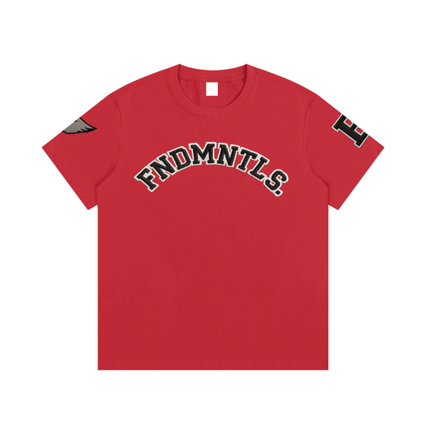 Embroidered Varsity Essential Cotton T-Shirt by Shop FNDMNTLS - Tshirts, Cotton Tshirt, DTG