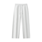 White Essential Drawstring Straight-Leg Sweatpants featuring a relaxed fit and drawstring waist, perfect for spring and autumn.