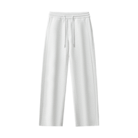 White Essential Drawstring Straight-Leg Sweatpants featuring a relaxed fit and drawstring waist, perfect for spring and autumn.