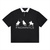 Black contrast polo shirt with white collar and FNDMNTLS logo, unisex cotton blend for casual everyday wear.