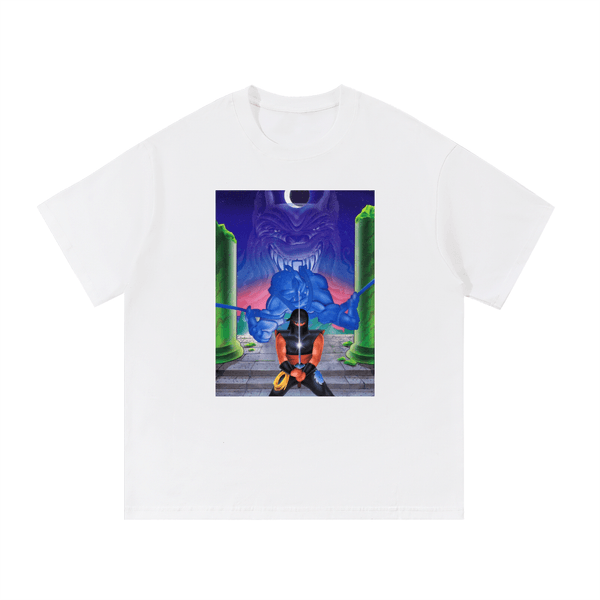 White Ninja Magic Essential Cotton T-Shirt featuring a vivid fantasy-themed graphic, perfect for daily wear in warm seasons.