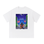 White Ninja Magic Essential Cotton T-Shirt featuring a vivid fantasy-themed graphic, perfect for daily wear in warm seasons.
