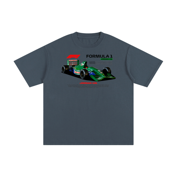 Dark blue Formula 1 Pure Cotton T-Shirt with Jordan 191 car print. Unisex short sleeve tee perfect for motorsport fans.