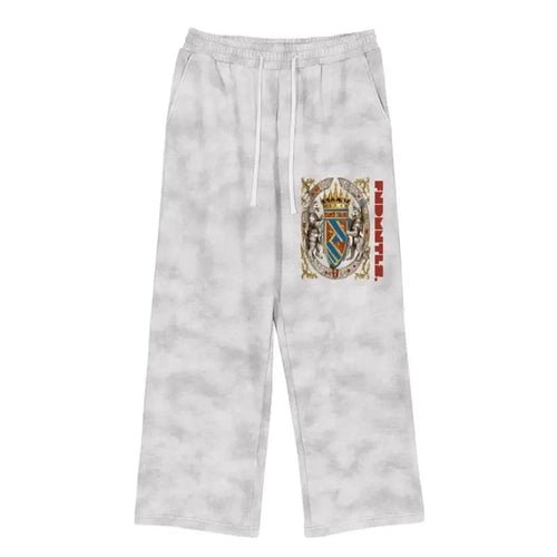 FNDMNTLS. Armor of God Gray Fleece Tie-Dye Sweatpants by Shop FNDMNTLS - bottoms, Armor of God, casual wear