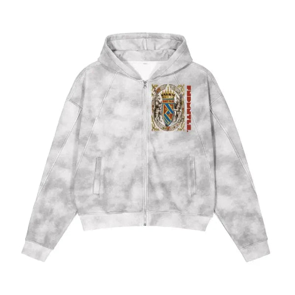 FNDMNTLS. Armor of God Gray TieDye ZipUp Hoodie by Shop FNDMNTLS - hoodies, Armor of God, Casual Wear