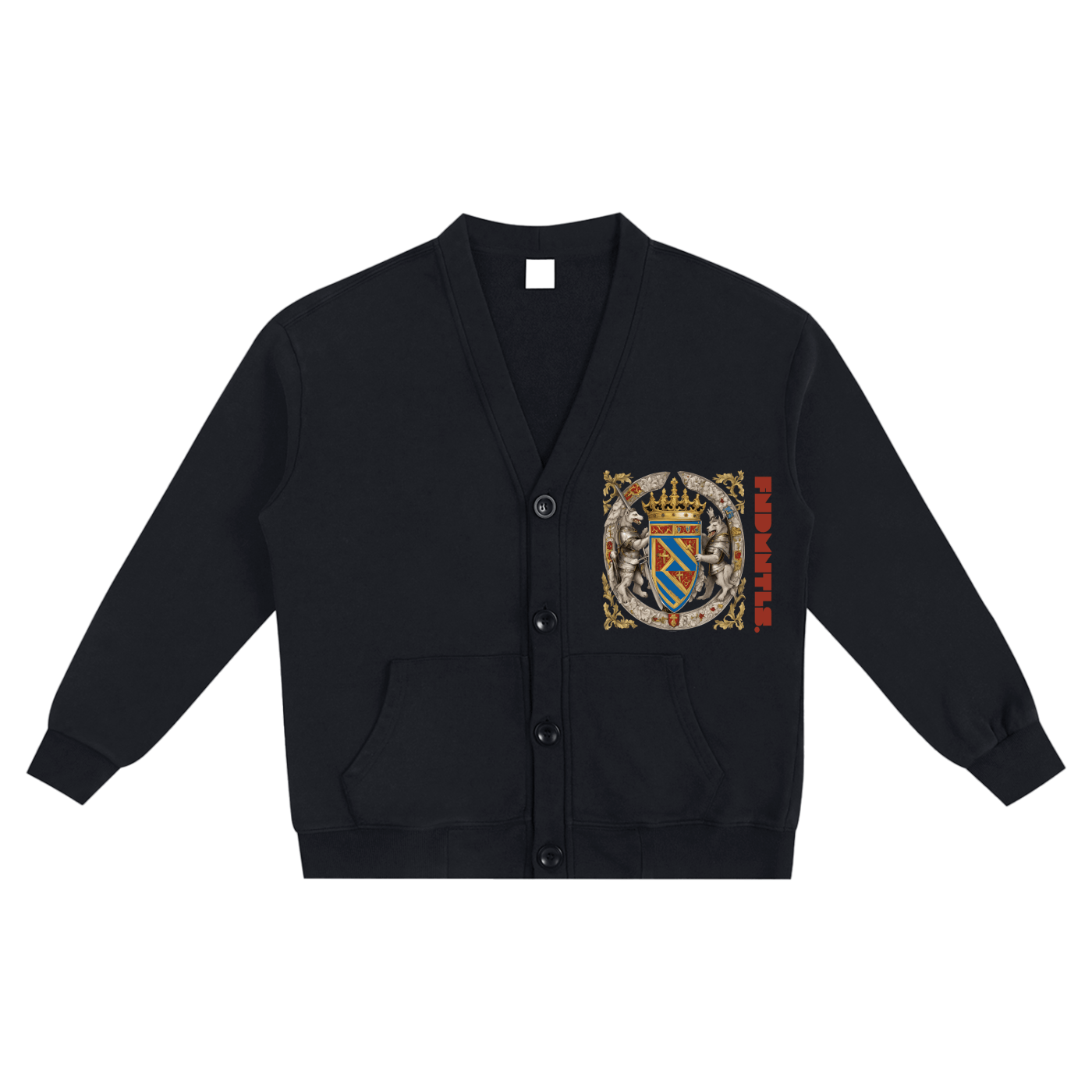 FNDMNTLS. Armor of God Snow Washed Cardigan by Shop FNDMNTLS - Cardigan Sweater, 100% Cotton, Armor of God