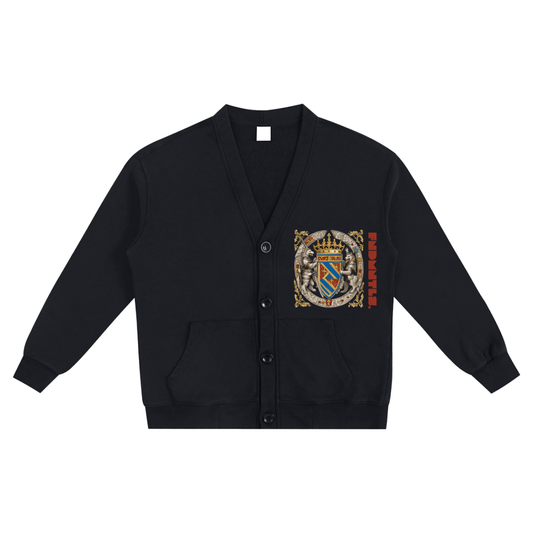 FNDMNTLS. Armor of God Snow Washed Cardigan by Shop FNDMNTLS - Cardigan Sweater, 100% Cotton, Armor of God