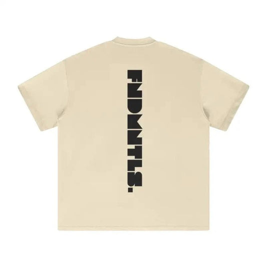 Black Logo Essentials Heavyweight Tee heavyweight cotton product view | FNDMNTLS