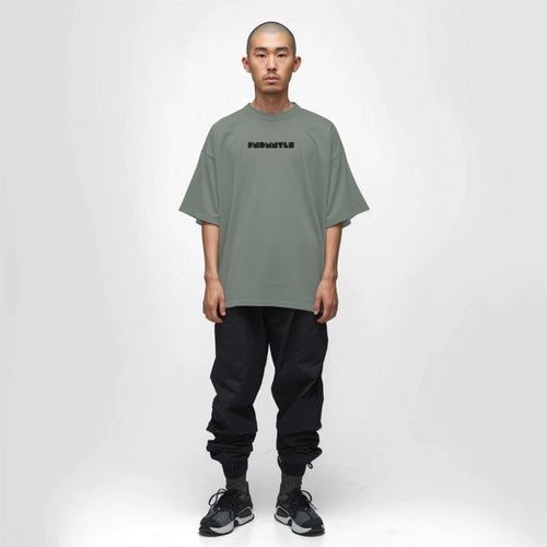 Black Logo Essentials Heavyweight Tee fit and product image | FNDMNTLS