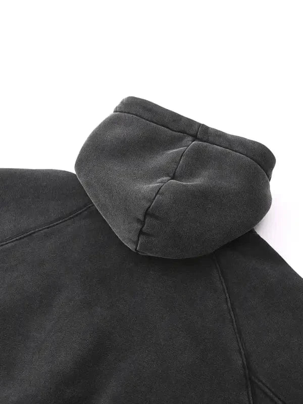 Blood Scarred Snow Washed Cropped Hoodie by Shop FNDMNTLS - hoodies, Casual Wear, Cropped Hoodie