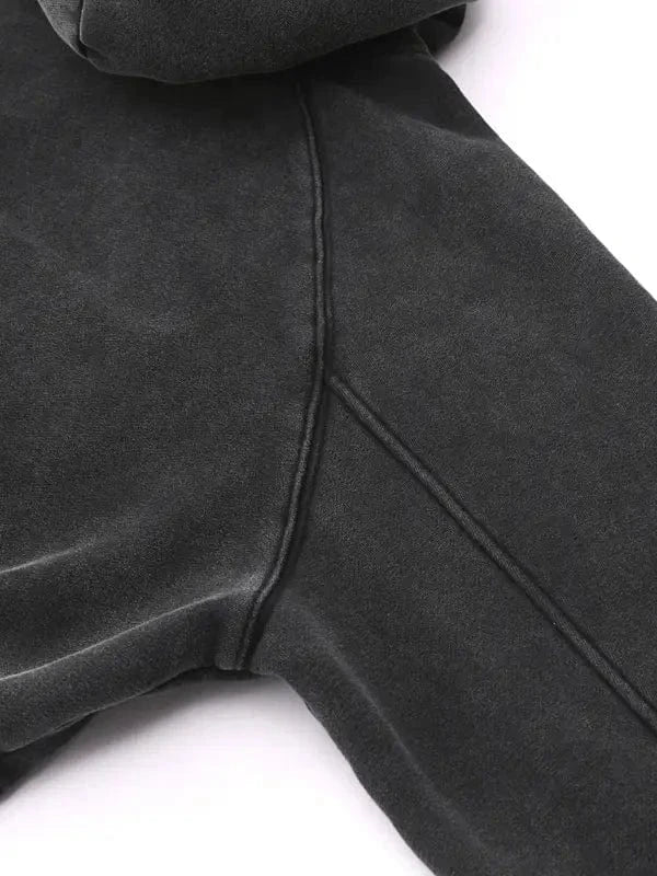 Blood Scarred Snow Washed Cropped Hoodie by Shop FNDMNTLS - hoodies, Casual Wear, Cropped Hoodie