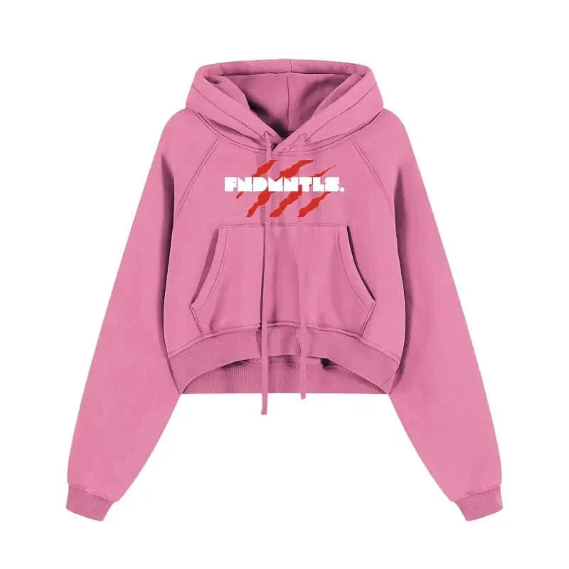 Blood Scarred Snow Washed Cropped Hoodie by Shop FNDMNTLS - hoodies, Casual Wear, Cropped Hoodie