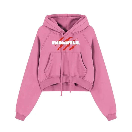 Blood Scarred Snow Washed Cropped Hoodie by Shop FNDMNTLS - hoodies, Casual Wear, Cropped Hoodie
