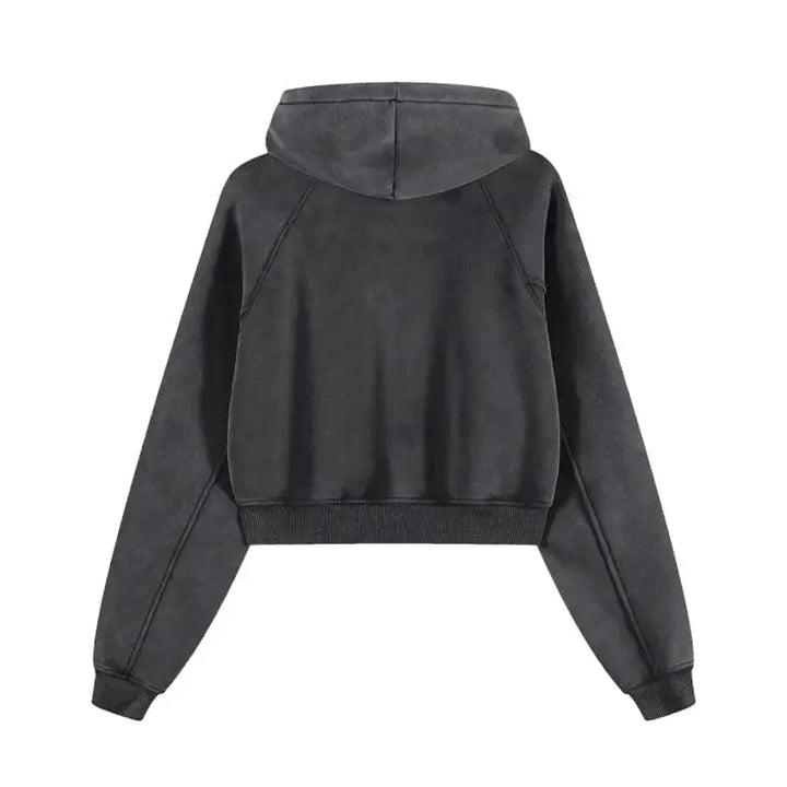 Blood Scarred Snow Washed Cropped Hoodie by Shop FNDMNTLS - hoodies, Casual Wear, Cropped Hoodie