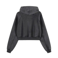Blood Scarred Snow Washed Cropped Hoodie by Shop FNDMNTLS - hoodies, Casual Wear, Cropped Hoodie