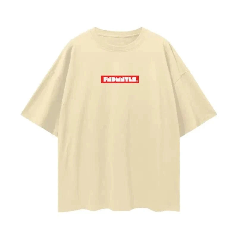 FNDMNTLS. Box Logo Graphic T-shirt by Shop FNDMNTLS - Tshirts, 100% Cotton, Box Logo