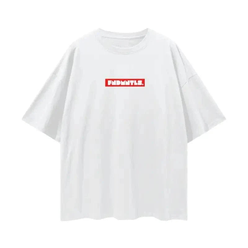FNDMNTLS. Box Logo Graphic T-shirt by Shop FNDMNTLS - Tshirts, 100% Cotton, Box Logo