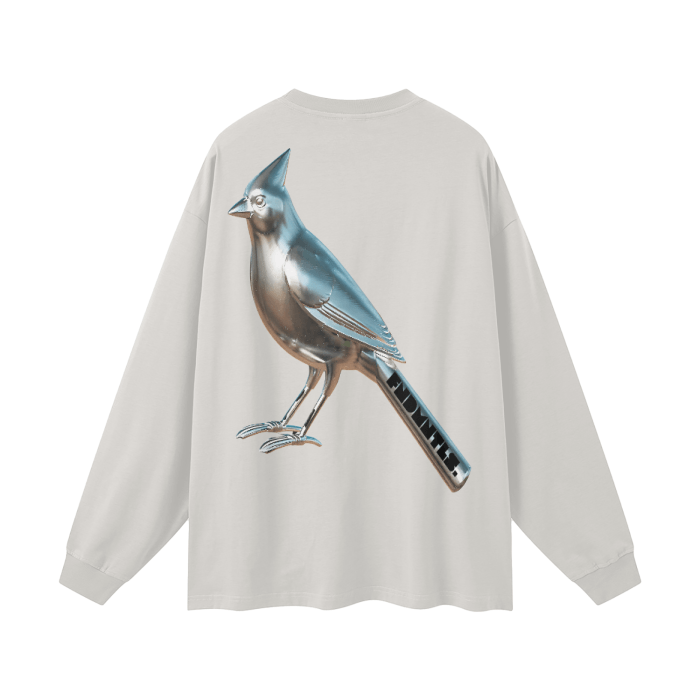 Chrome Cardinals Long Sleeve Graphic TShirt by Shop FNDMNTLS - Tshirts, 100% Cotton Shirt, Casual Wear
