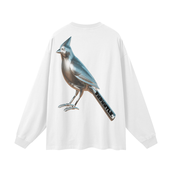 Chrome Cardinals Long Sleeve Graphic TShirt by Shop FNDMNTLS - Tshirts, 100% Cotton Shirt, Casual Wear