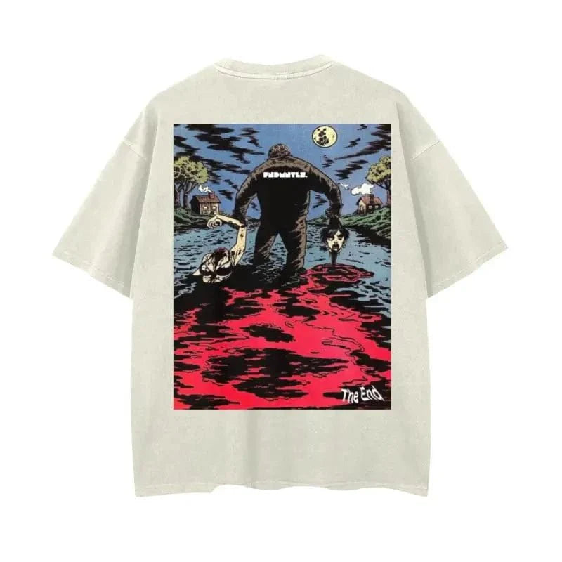 Crystal Lake Vintage Wash Drop Shoulder Graphic T-Shirt - 250 GSM