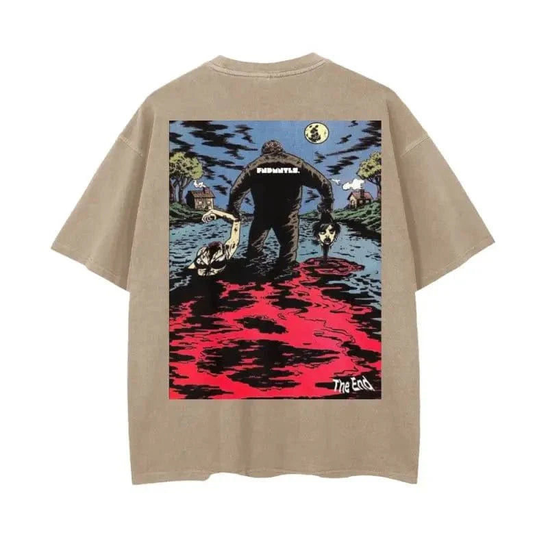 Crystal Lake Vintage Wash Drop Shoulder Graphic T-Shirt - 250 GSM