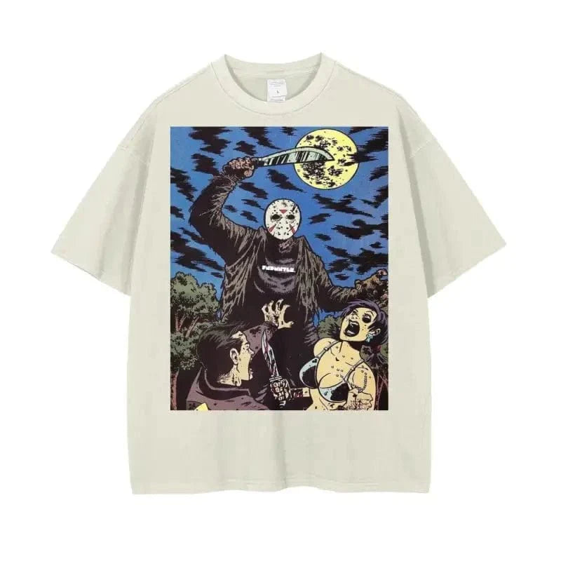 Crystal Lake Vintage Wash Drop Shoulder Graphic T-Shirt - 250 GSM