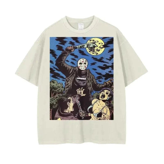 Crystal Lake Vintage Wash Drop Shoulder Graphic T-Shirt - 250 GSM