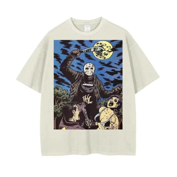 Crystal Lake Vintage Wash Drop Shoulder Graphic T-Shirt - 250 GSM